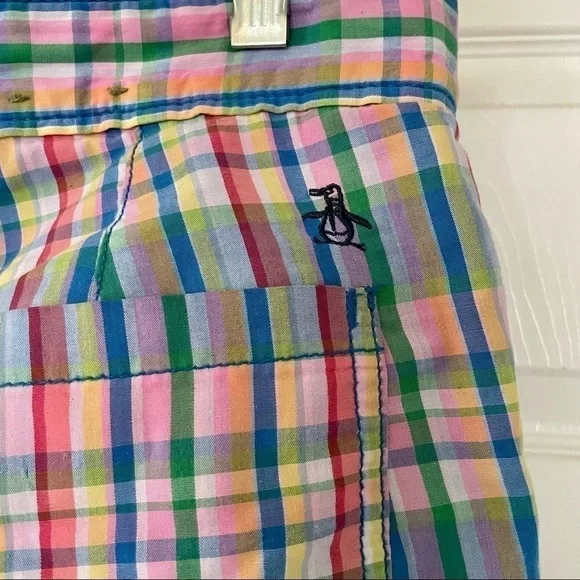 𝅺Men's Reversible Shorts Penguin by Munsingwear  Multicolor Plaid Size 30 - Picture 4 of 8